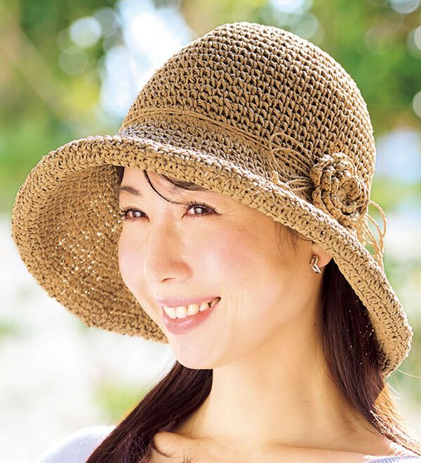 BELLUNA（ベルーナ）の「コサージュ付ペーパー手編みハット（帽子）」｜詳細画像