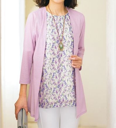 ルフラン（ルフラン）の「小花柄トップスカーディガンアンサンブル（アンサンブル）」