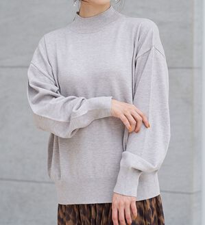 RANAN（ラナン）の「もちもちベーシックニット（Vネック・ハイネック）（ニット・セーター）」｜杢グレー ハイネック