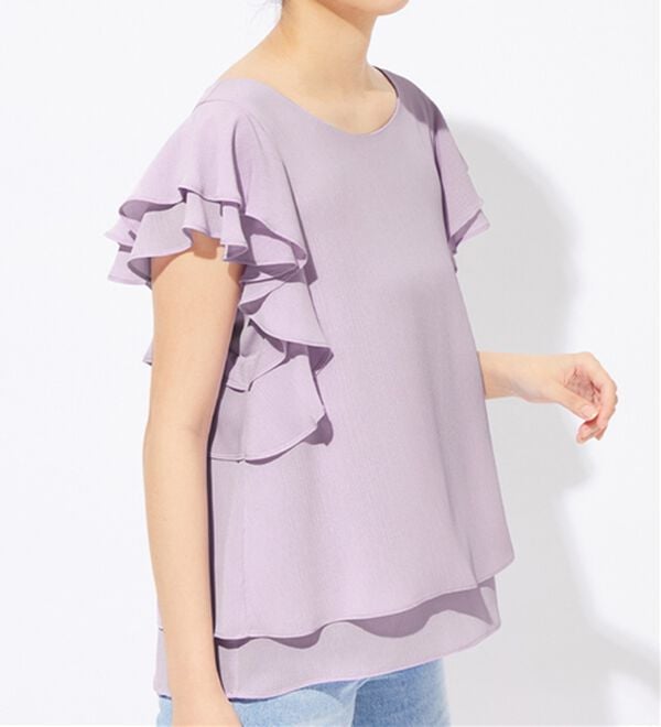 alotta（アロッタ）の「楊柳シフォン袖フリルブラウス（ブラウス）」｜詳細画像