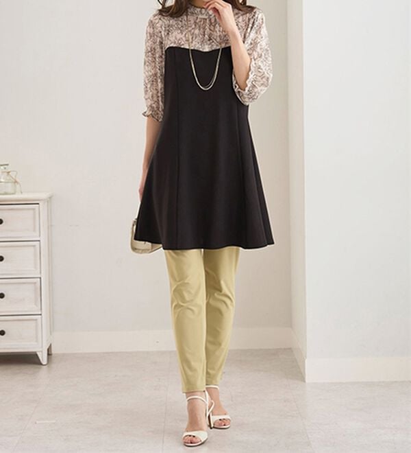 BELLUNA（ベルーナ）の「バックリボン使いプリント切替チュニック（その他ワンピース）」｜詳細画像