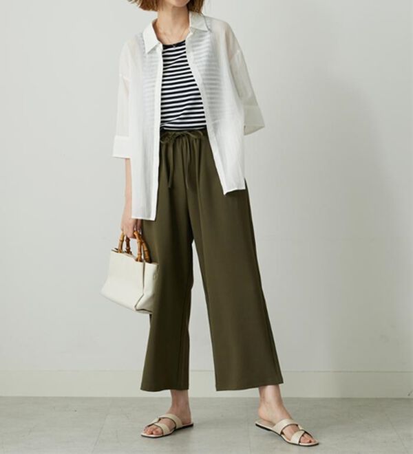 BELLUNA（ベルーナ）の「【接触冷感/UVカット/吸水速乾/イージーケア】カナパストレッチ素材ワイドパンツ（ワイドパンツ・ガウチョ）」｜詳細画像