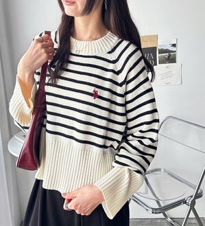 GeeRA（ジーラ）の「【ＵＳ．ＰＯＬＯ　ＡＳＳＮ】ショート丈ニット（ニット・セーター）」｜白系ボーダー