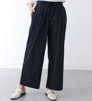 BELLUNA（ベルーナ）の「サラリ快適！ビンテージ調美脚ワイドパンツ（ワイドパンツ・ガウチョ）」｜ディープネイビー