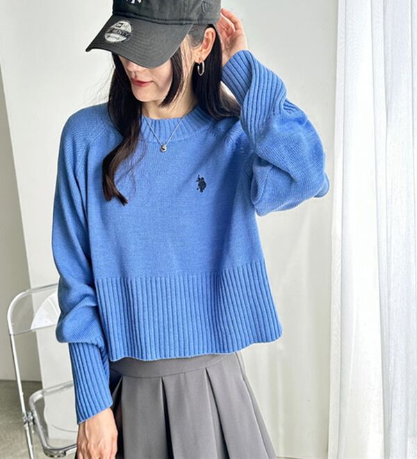 GeeRA（ジーラ）の「【ＵＳ．ＰＯＬＯ　ＡＳＳＮ】ショート丈ニット（ニット・セーター）」｜詳細画像