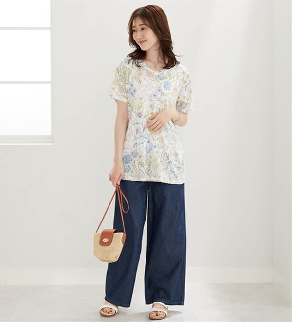 BELLUNA（ベルーナ）の「美人顔シルエット綿混プリントチュニック（チュニック）」｜詳細画像