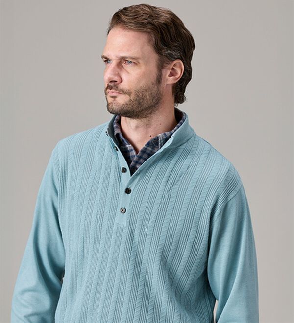 「【３枚組】楽々お洒落見えダブル衿セーター（メンズシャツ）」｜詳細画像