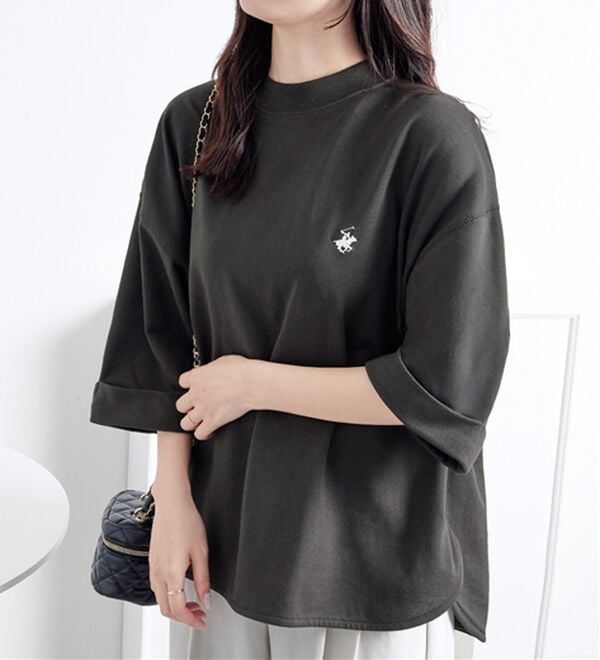 Viola e Viola（ヴィオラ エ ヴィオラ）の「【ビバリーヒルズポロクラブ】ミニ裏毛ロールアップワイドTシャツ（Tシャツ）」｜詳細画像