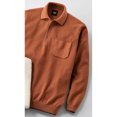 「＜イネド＞裾リブ付き地柄ポロシャツ（メンズニット・セーター）」