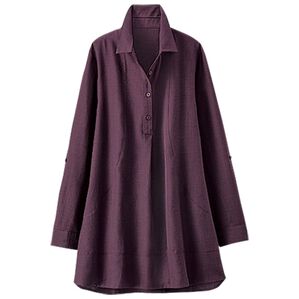 BELLUNA（ベルーナ）の「麻調素材切替デザインシャツチュニック（チュニック）」｜パープル