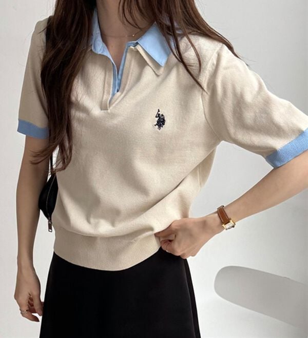 GeeRA（ジーラ）の「【ＵＳ．ＰＯＬＯ．ＡＳＳＮ】衿付ポロニットトップス（ニット・セーター）」｜詳細画像