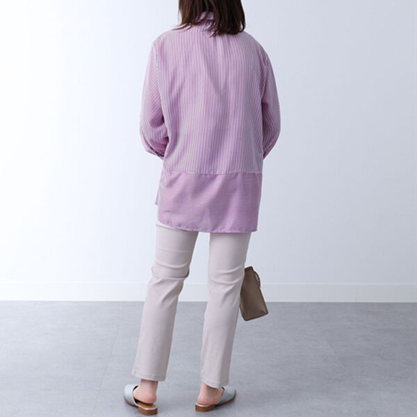 BELLUNA（ベルーナ）の「ストライプ切替デザインシャツチュニック（チュニック）」｜詳細画像