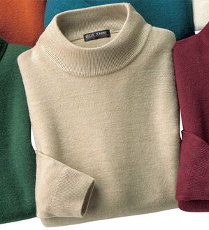 「カシミヤタッチハイネックセーター（メンズニット・セーター）」｜杢ベージュ