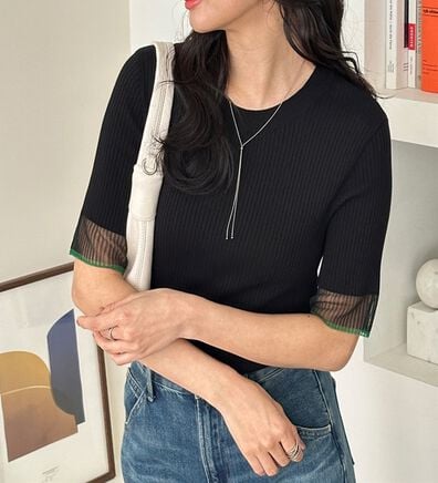 GeeRA（ジーラ）の「『ドラマ着用商品』 袖口シアーリブニット（ニット・セーター）」