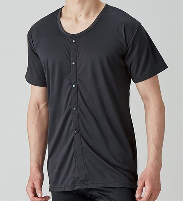 「【４枚組】抗菌防臭・マイクロファイバー裏起毛あったかインナー４枚組（前開きシャツ）　半袖前開き（メンズ肌着・インナーウェア）」｜詳細画像