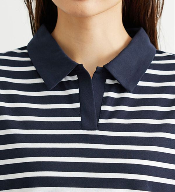 BELLUNA（ベルーナ）の「ボーダー柄スキッパーポロシャツ（カットソー）」｜詳細画像