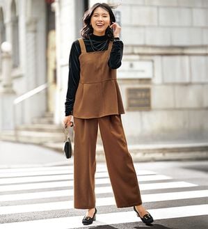 BELLUNA（ベルーナ）の「【2点セット】ウーリッシュ素材ビスチェセットアップ（セットアップ）」｜ブラウン