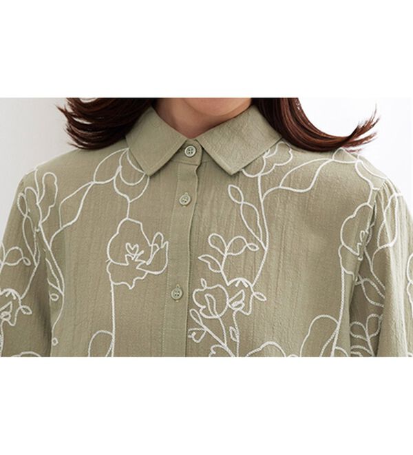 BELLUNA（ベルーナ）の「グラフィック風刺しゅう袖リボンチュニック（チュニック）」｜詳細画像