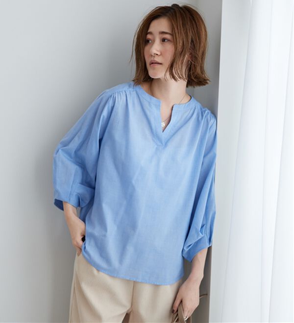 BELLUNA（ベルーナ）の「杢調素材袖タックデザインブラウス（ブラウス）」｜詳細画像