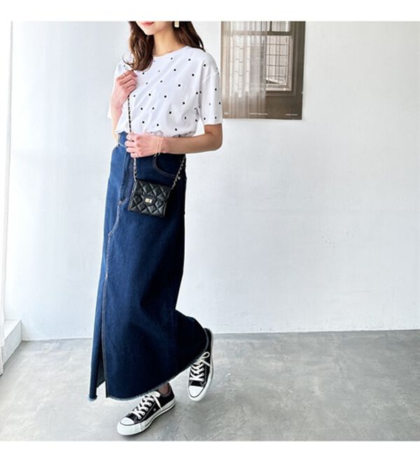 GeeRA（ジーラ）の「綿１００％ドット刺しゅうシルケットＴシャツ（Tシャツ）」｜詳細画像