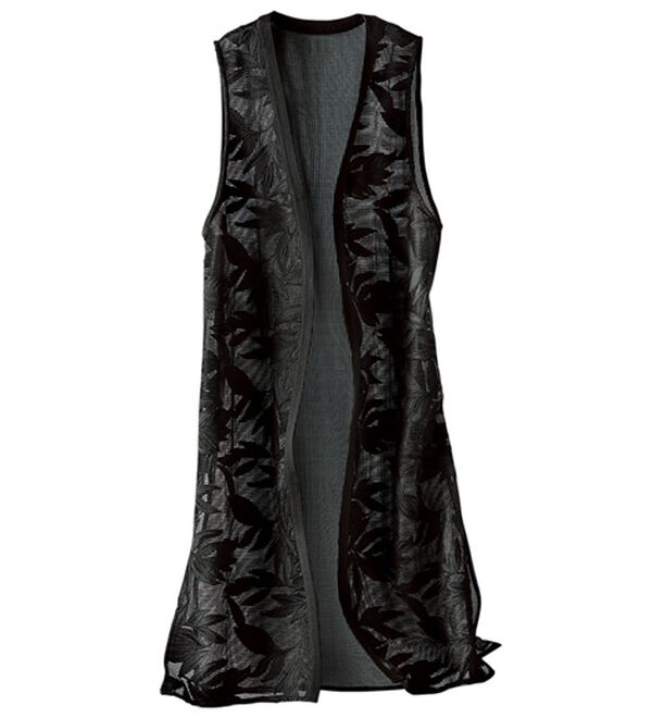 新品未使用✨大人気完売商品✨jena シアーメッシュサイドベルトジレ リーフ柄刺しゅうメッシュシアーロングジレ - ベルーナ【公式】