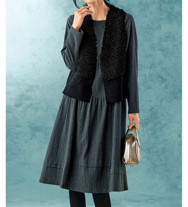 BELLUNA（ベルーナ）の「プードルファー切替ニットベスト（ベスト）」｜詳細画像