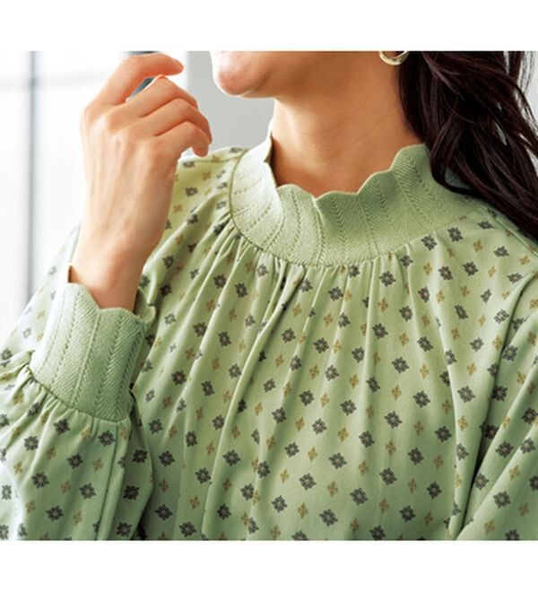 BELLUNA（ベルーナ）の「衿＆袖ニット使い美人顔ブラウス（ブラウス）」｜詳細画像