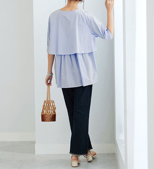 GeeRA（ジーラ）の「【華奢見え】羽織にもなる！ペプラムシャツチュニック（チュニック）」｜詳細画像