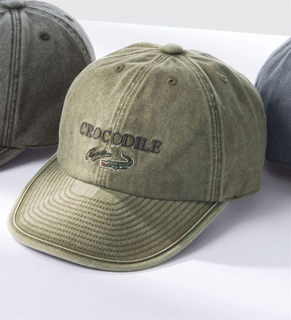 「＜クロコダイル＞こだわりの洗い加工帽子（メンズ帽子）」｜キャップベージュ