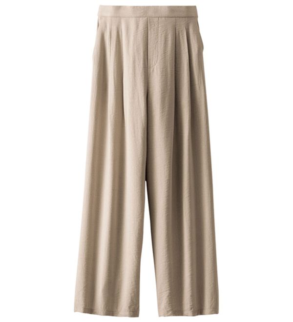 BELLUNA（ベルーナ）の「麻調素材タック使いワイドパンツ（ワイドパンツ・ガウチョ）」｜詳細画像