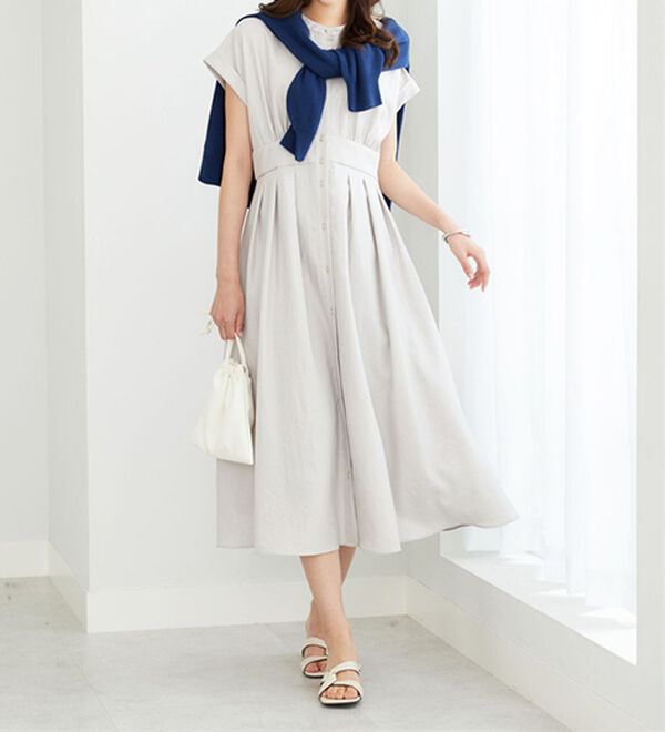 BELLUNA（ベルーナ）の「箔プリント麻調グリッターワンピース（その他ワンピース）」｜詳細画像