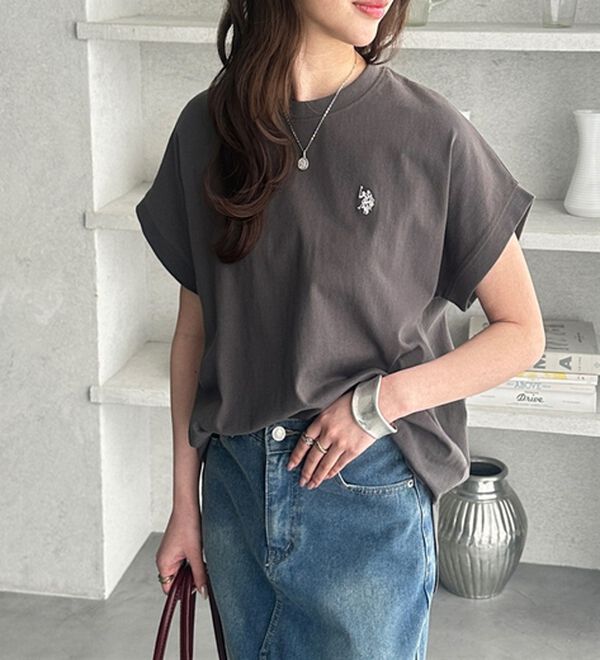 GeeRA（ジーラ）の「【新色追加】【ＵＳ．ＰＯＬＯ．ＡＳＳＮ】綿100％フレンチスリーブＴシャツ（Tシャツ）」｜チャコール