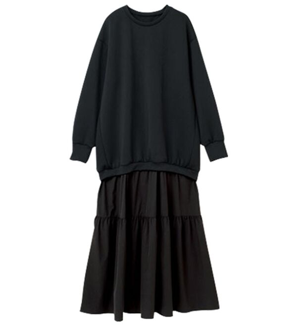 RANAN（ラナン）の「ティアードドッキングワンピース（ドッキングワンピース）」｜ブラック系