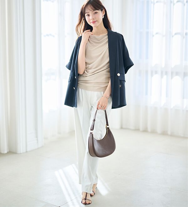 RANAN（ラナン）の「タックドレープフレンチスリーブＴ（Tシャツ）」｜詳細画像