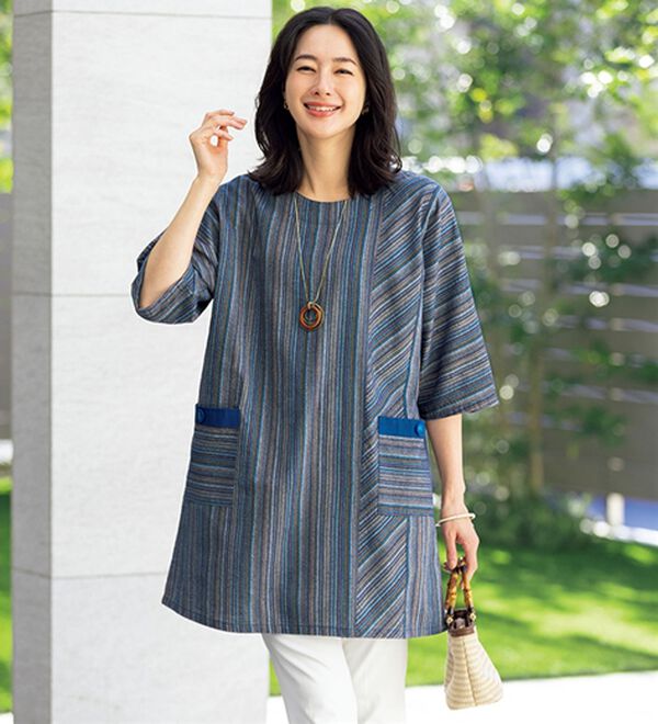 ルフラン（ルフラン）の「【３色組】しじら調リラックスカフタン（パジャマ・ルームウェア）」｜詳細画像