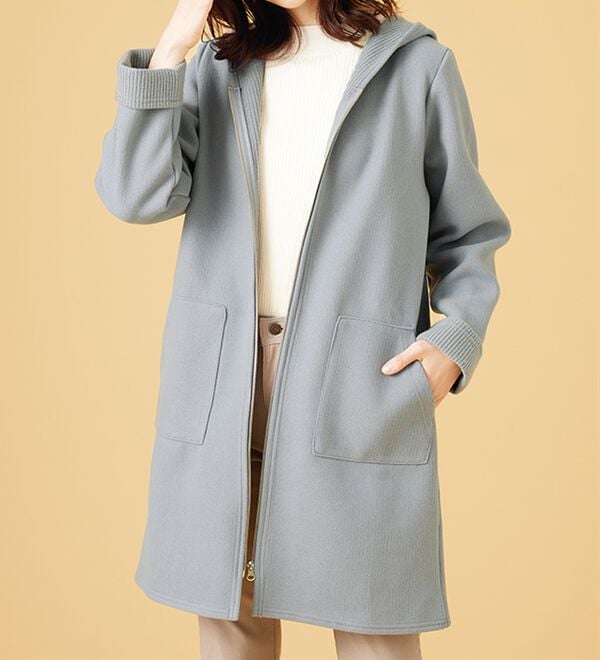 BELLUNA（ベルーナ）の「裏あぜ素材フードデザインコート（ロングコート）」｜詳細画像