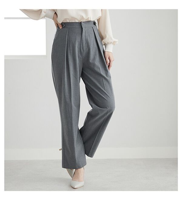 BELLUNA（ベルーナ）の「ボタン使いウエスト調節テーパードパンツ（テーパードパンツ）」｜詳細画像