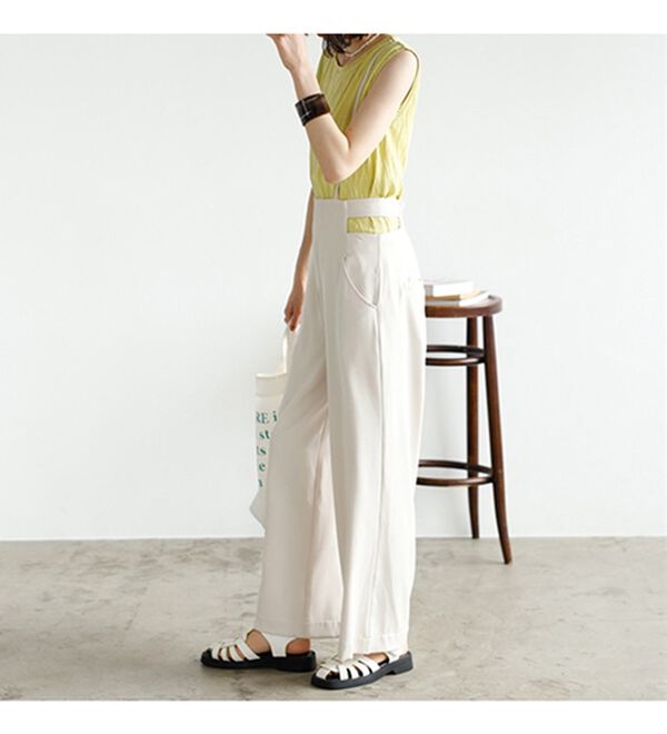 GeeRA（ジーラ）の「サイドカットアウトサス付ハイウエストパンツ（オールインワン）」｜詳細画像