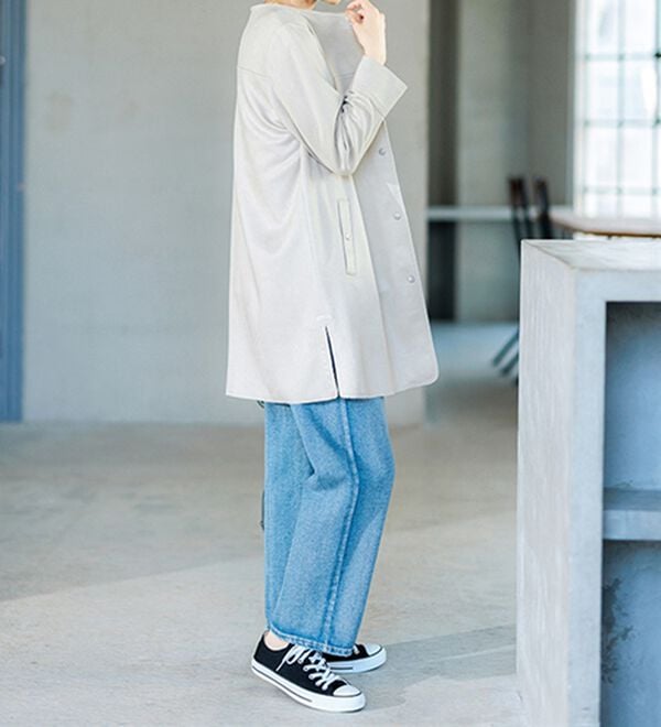 BELLUNA（ベルーナ）の「スエード調ノーカラーロング丈ジャケット（ノーカラージャケット）」｜詳細画像