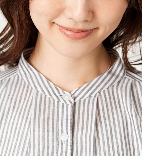 BELLUNA（ベルーナ）の「綿100％バンドカラーシャツブラウス（ブラウス）」｜詳細画像