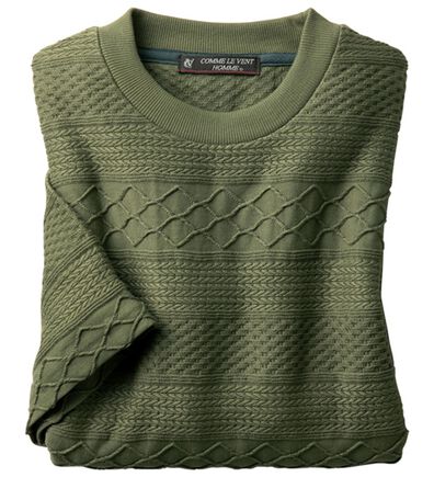 「＜コムルヴァン・オム＞５０代からの涼感ジャカードＴシャツ（メンズＴシャツ）」