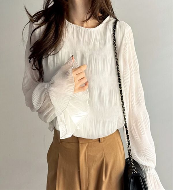 GeeRA（ジーラ）の「シアーシャーリングキャンディー袖ブラウス（ブラウス）」｜詳細画像