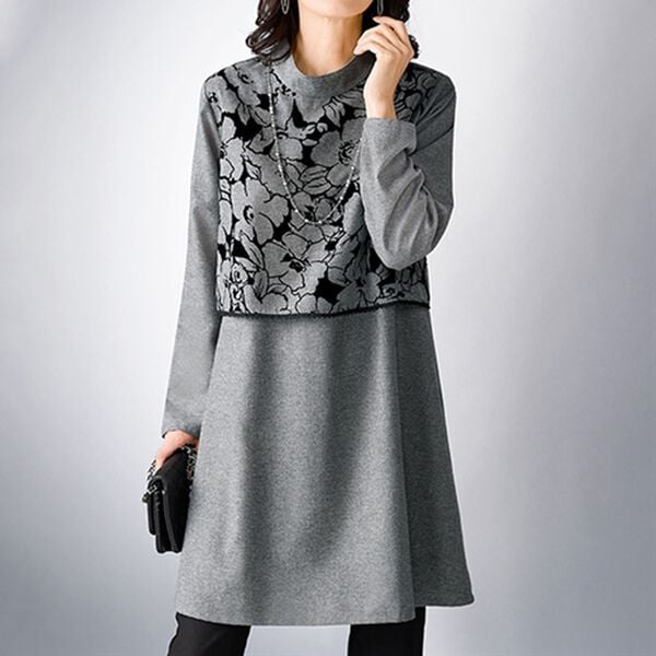 フロッキー使い重ねデザインチュニック - ベルーナ【公式】