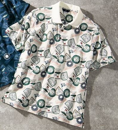 「＜マンシングウェア＞総柄プリント半袖ポロシャツ（メンズポロシャツ）」