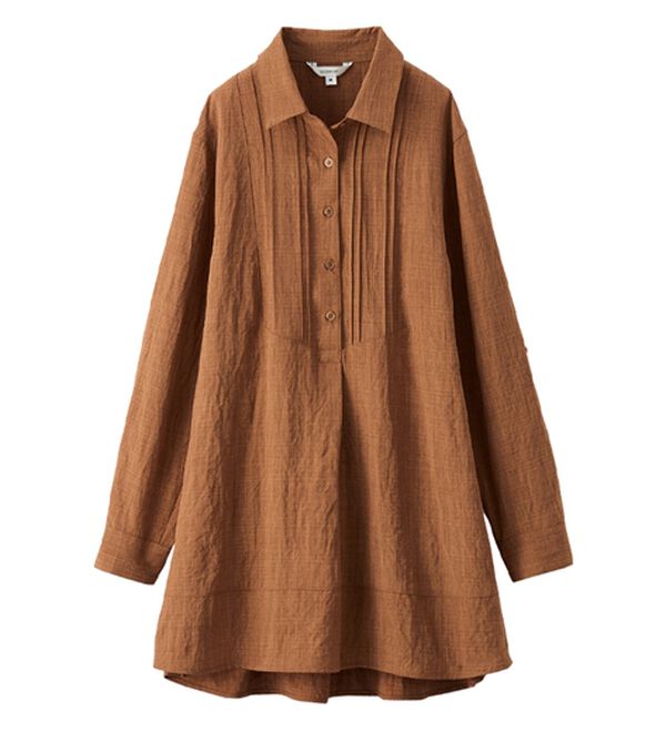 BELLUNA（ベルーナ）の「ピンタック使い麻調合繊シャツチュニック（チュニック）」｜詳細画像