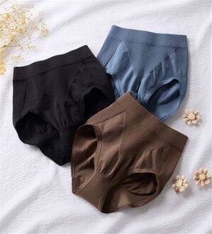 LAVIENNE（ラヴィエンヌ）の「綿混のびのびフィットミラクるショーツ（ショーツ）」｜3色組(ﾓｶ･ﾌﾞﾗｯｸ･ﾌﾞﾙｰ)