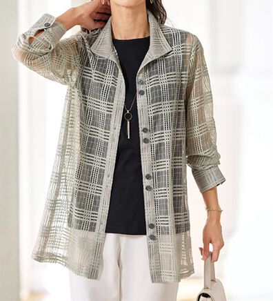 BELLUNA（ベルーナ）の「夏のお出かけにこれ一枚！シアーチェック素材ジャケット（その他ジャケット）」