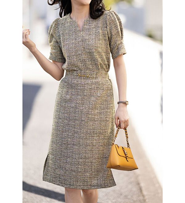 RANAN（ラナン）の「カットツイードナロースカート（ひざ丈スカート）」｜詳細画像