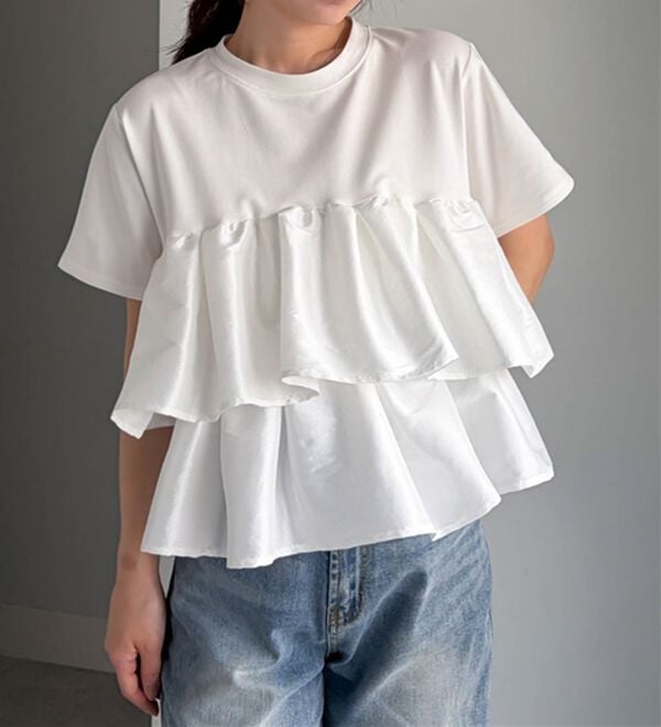 RANAN（ラナン）の「シャイニーフリルTシャツ（Tシャツ）」｜詳細画像