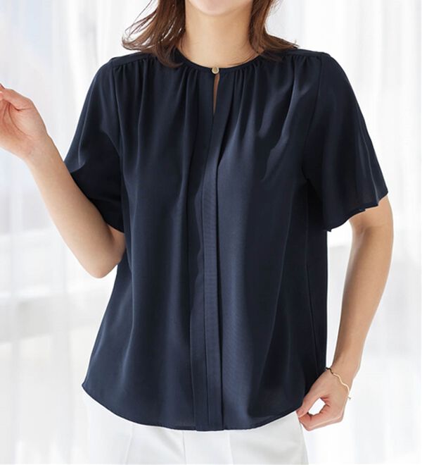 alotta（アロッタ）の「【接触冷感】前後２ＷＡＹギャザーブラウス（半袖）（ブラウス）」｜詳細画像